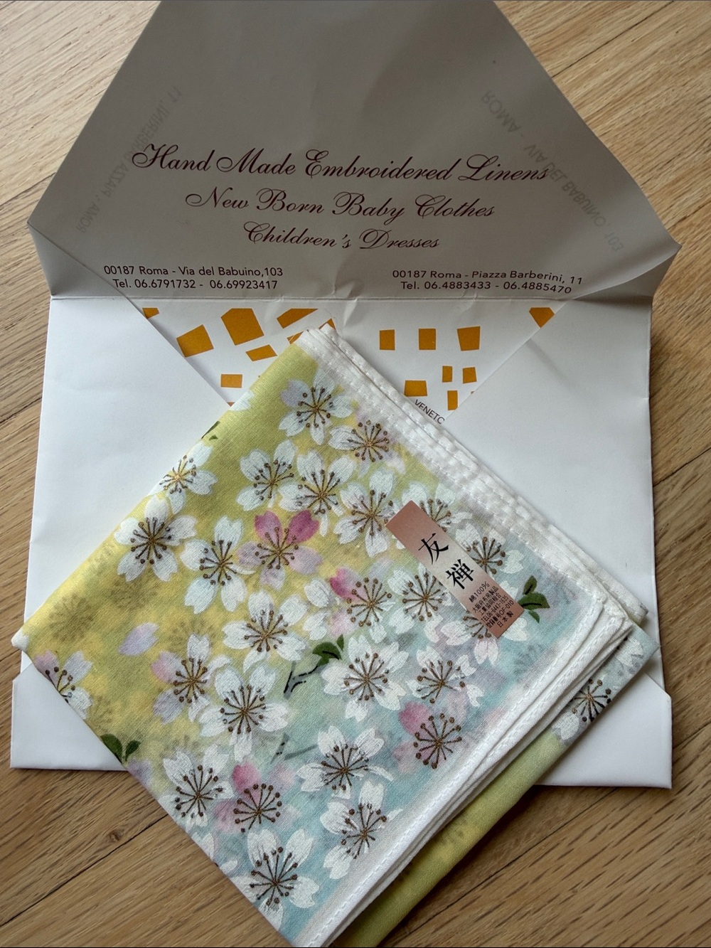 Floral Pastel Cotton Handkerchief - Cherry Blossom Print